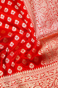 Handwoven Red Banarasi Katan Silk Saree