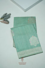Handwoven Sea Green Banarasi Tussar Silk Saree