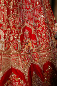 Designer Red Raw Silk Bridal Lehenga