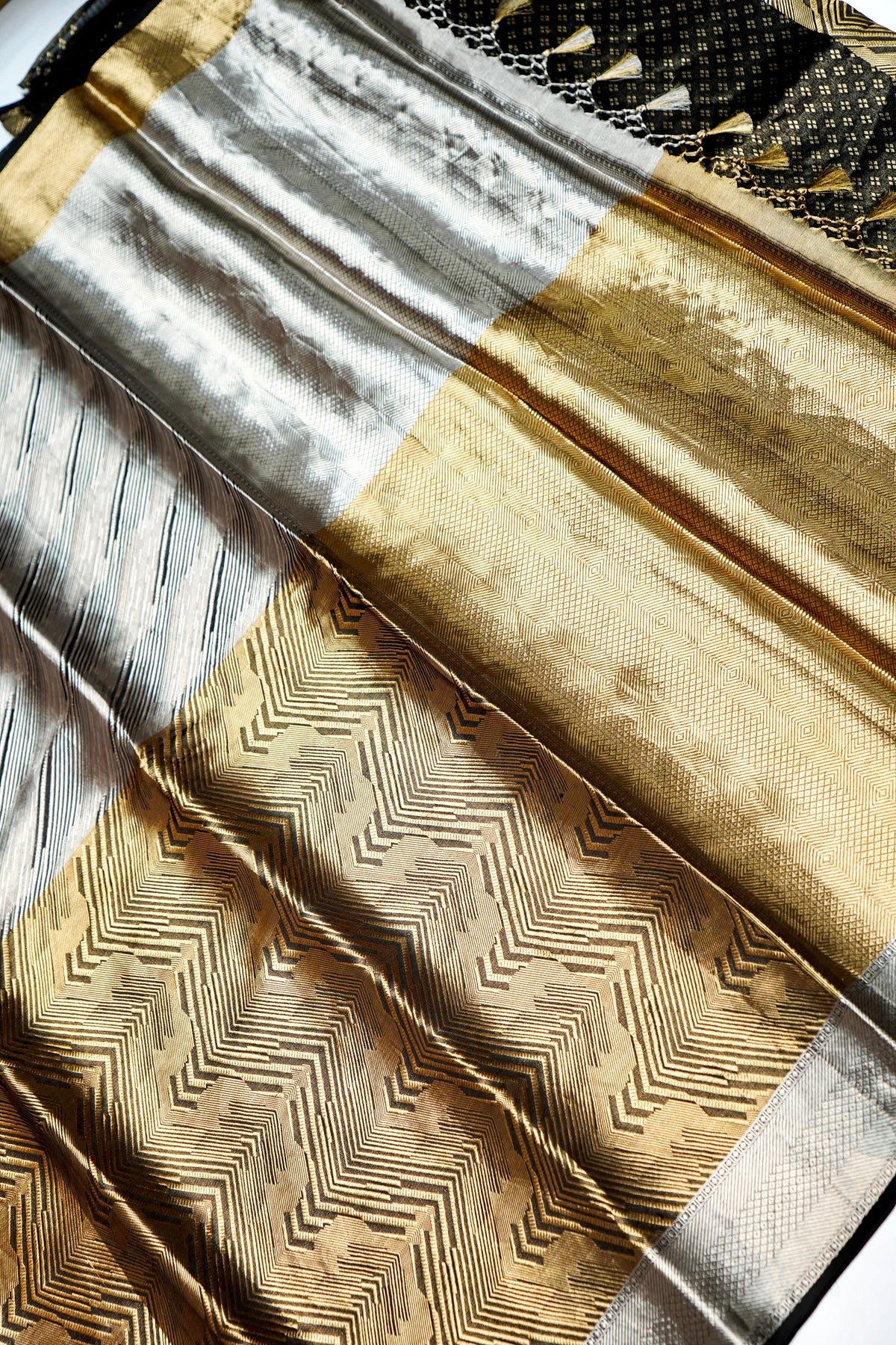 Handwoven Silver and Gold Banarasi Tissue Silk Saree