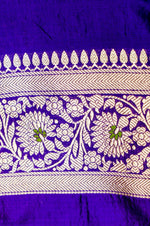 Handwoven Royal Blue Meenakari Kadhwa Banarasi Katan Silk Saree