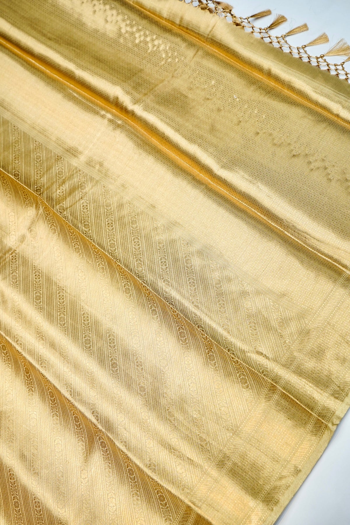 Handwoven Golden Banarasi Tissue Silk Saree