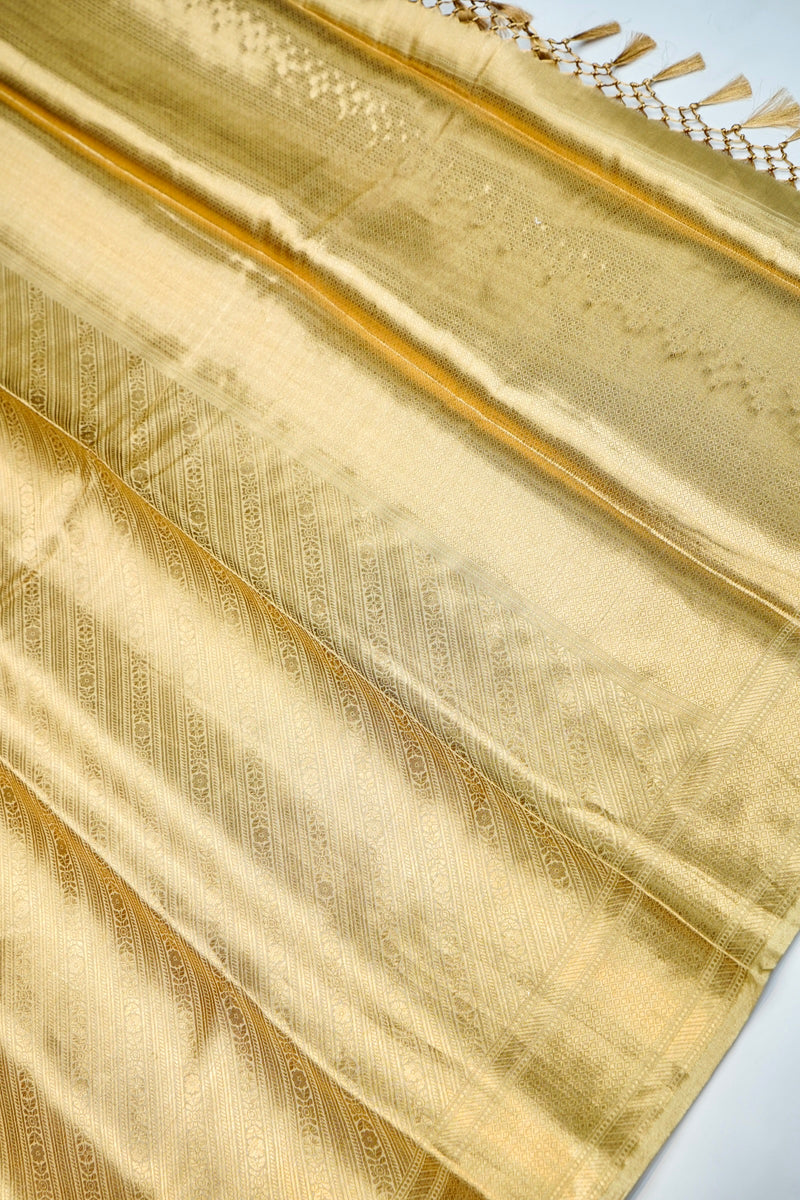 Handwoven Golden Banarasi Tissue Silk Saree