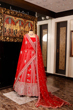 Designer Red Raw Silk Bridal Lehenga