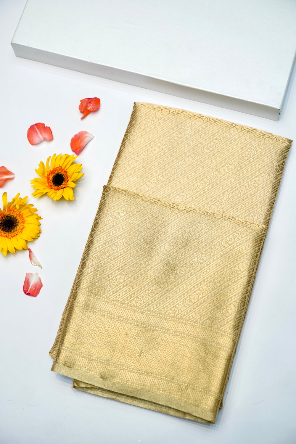 Handwoven Golden Banarasi Tissue Silk Saree