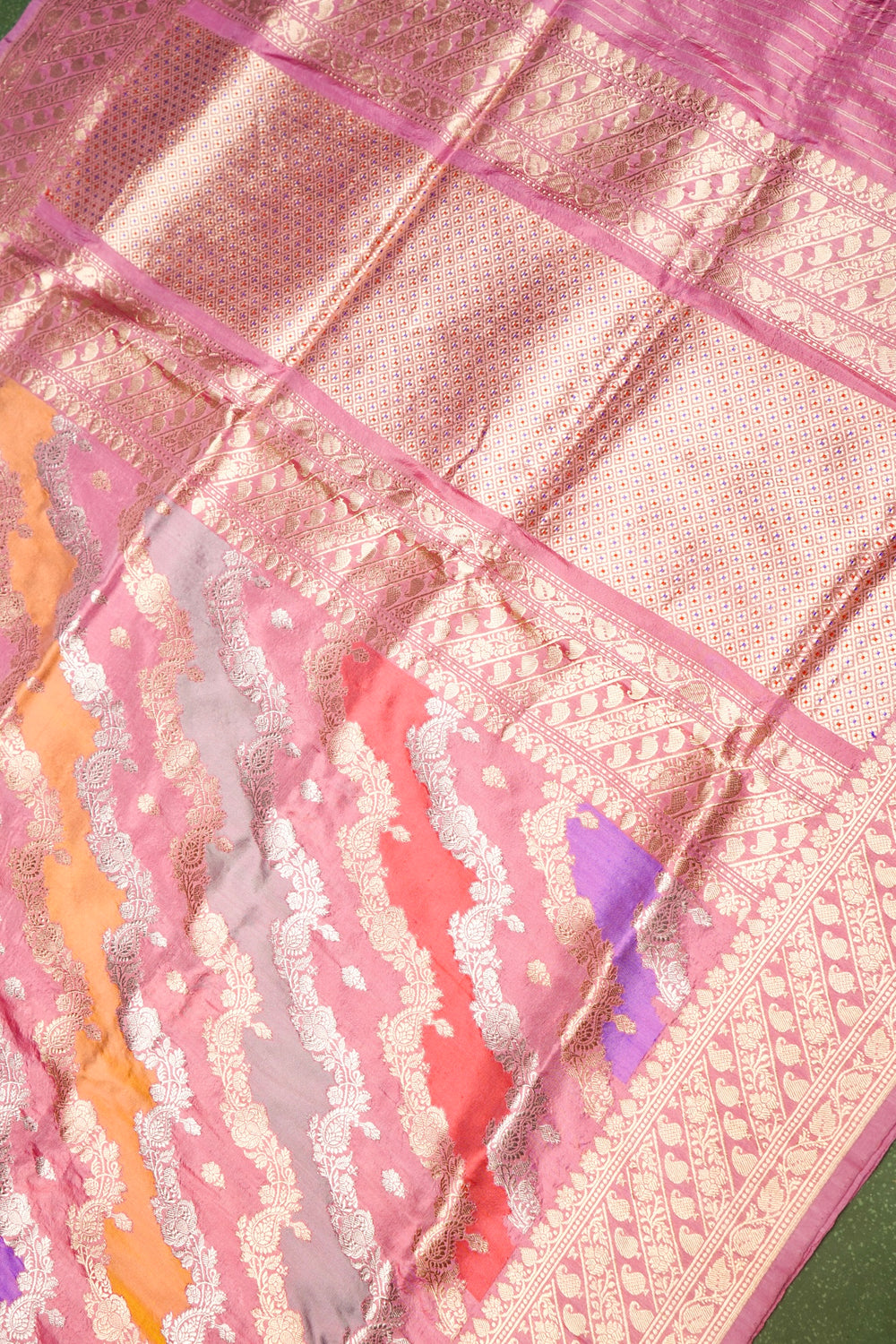 Handwoven Rangkat Kadhwa Banarasi Katan Silk Saree