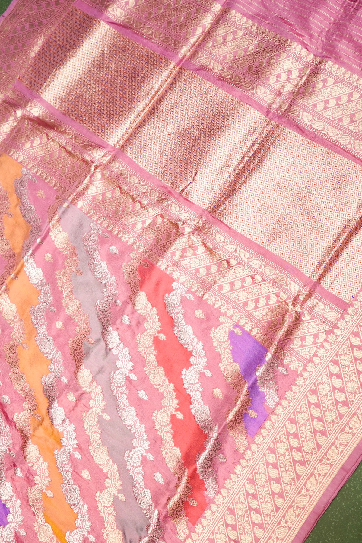 Handwoven Rangkat Kadhwa Banarasi Katan Silk Saree
