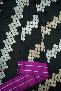 Handwoven Black Banarasi Katan Silk Saree