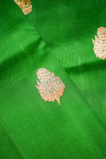 Handwoven Rama Green Banarasi Kora Silk Saree