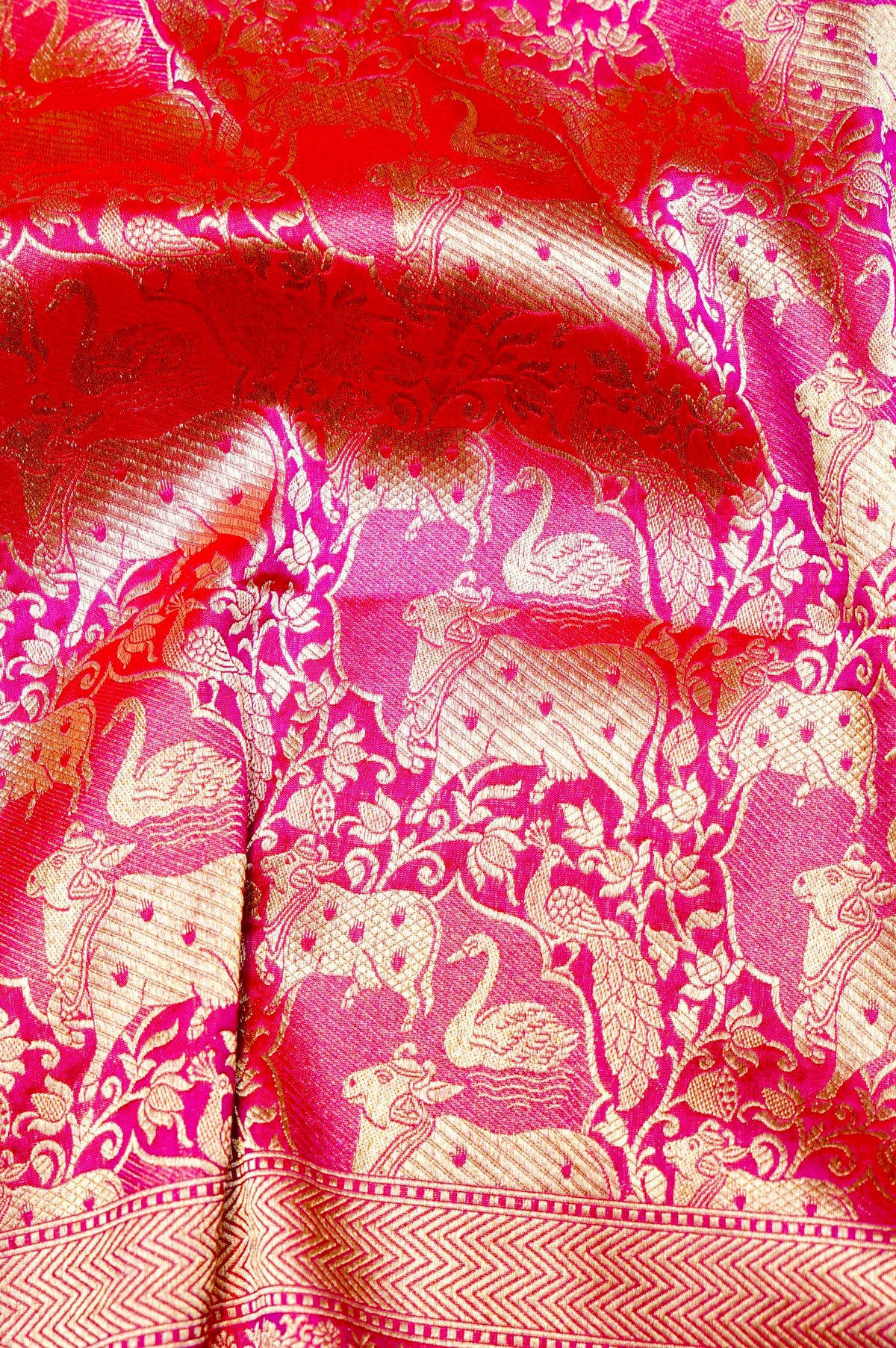 Handwoven Pink Banarasi Katan Silk Saree