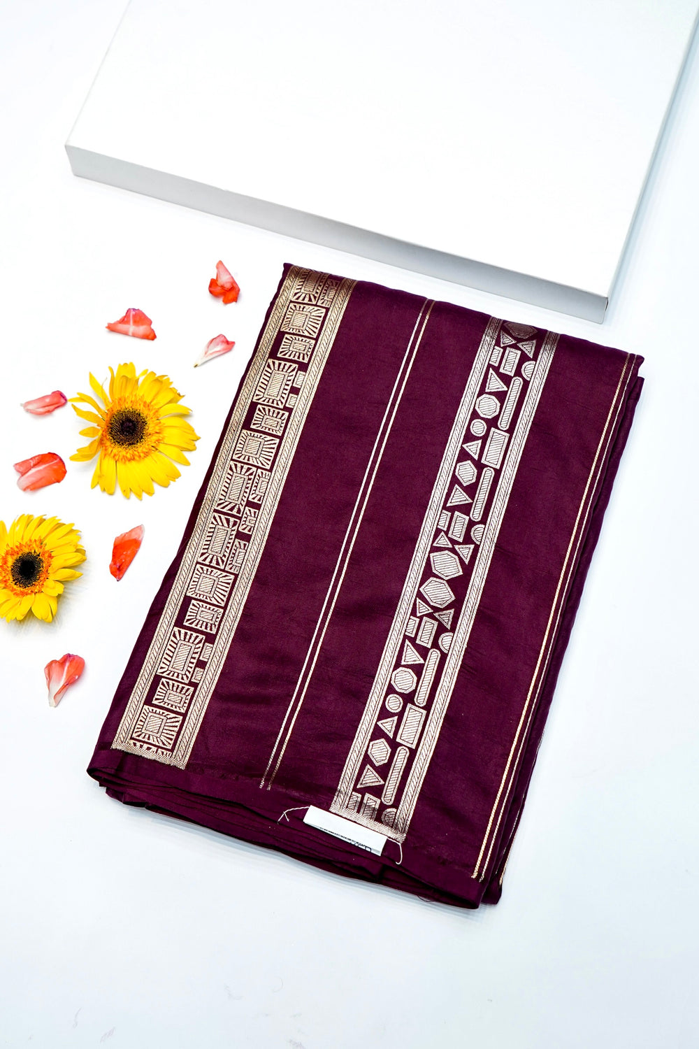 Handwoven Wine Kadhwa Banarasi Katan Silk Saree