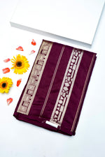 Handwoven Wine Kadhwa Banarasi Katan Silk Saree