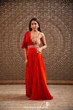 Designer Orange Muslin Silk Crop Top