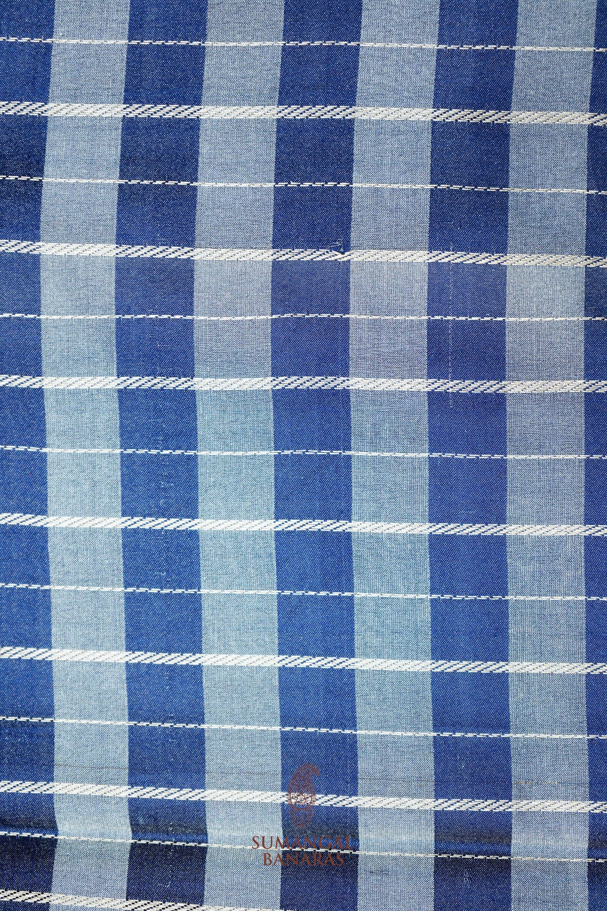 Handwoven Blue Banarasi Mashru Silk Saree