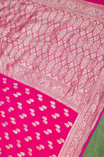Handwoven Rani Pink Banarasi Khaddi Georgette Saree