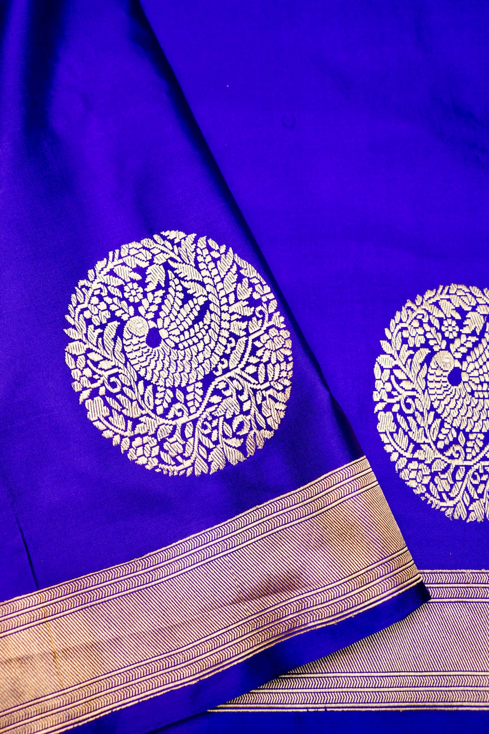 Handwoven Purple Motif Banarasi Mashru Silk Saree