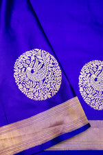 Handwoven Purple Motif Banarasi Mashru Silk Saree