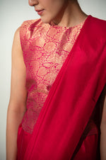 Handwoven Pink Banarasi Crepe Silk Saree