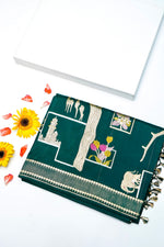 Handwoven Dark Green Meenakari Banarasi Katan Silk Saree