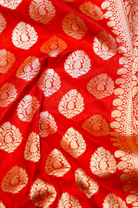 Handwoven Red Kadhwa Banarasi Katan Silk Saree