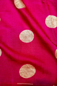 Handwoven Magenta Pink Banarasi Moonga Silk Saree