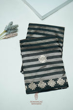 Handwoven Black Banarasi Mashru Silk Saree