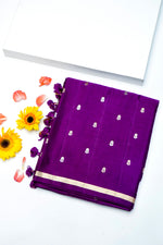 Handwoven Purple Banarasi Mashru Silk Saree