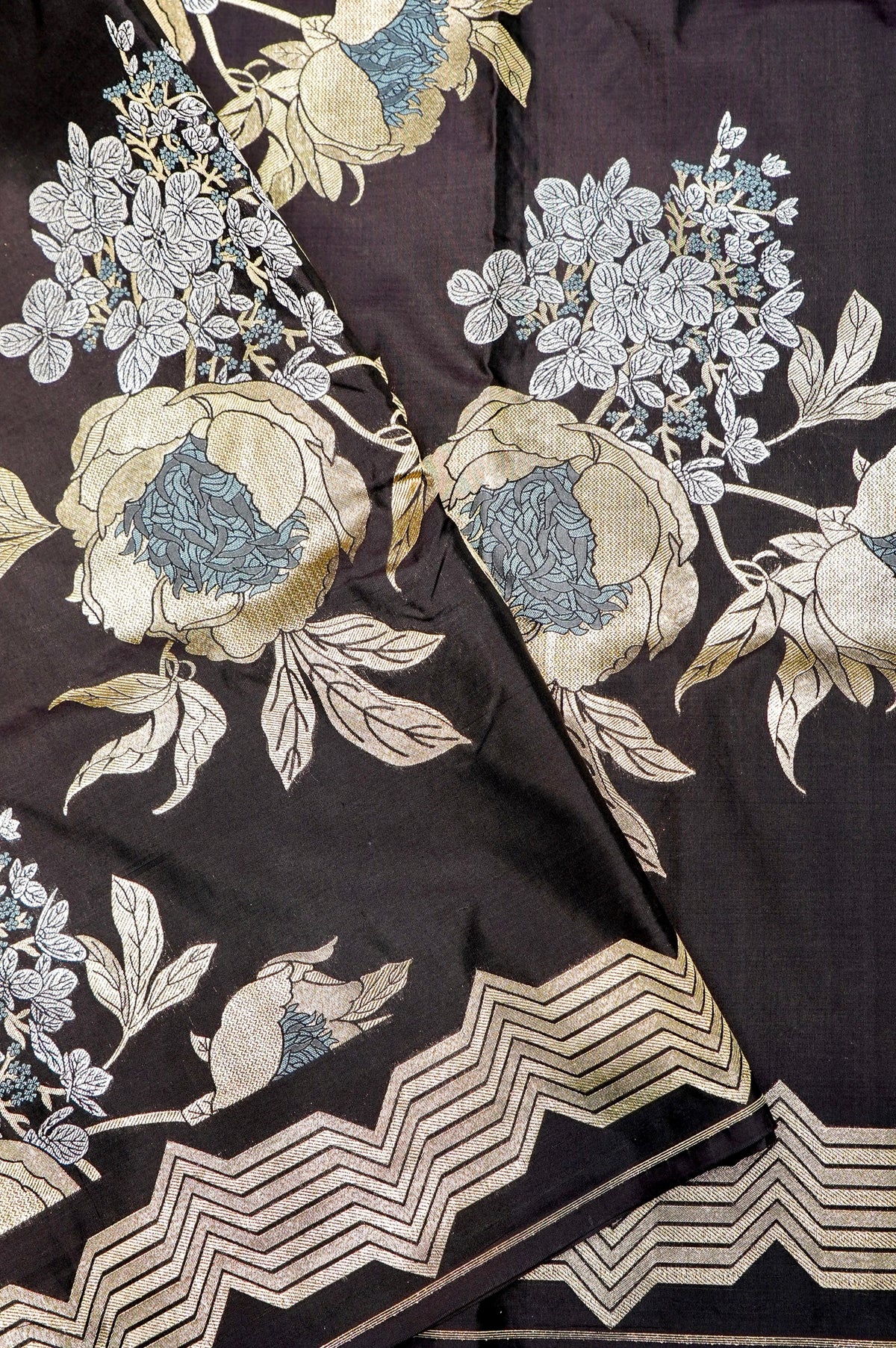 Handwoven Black Brown Kadhwa Banarasi Katan Silk Saree