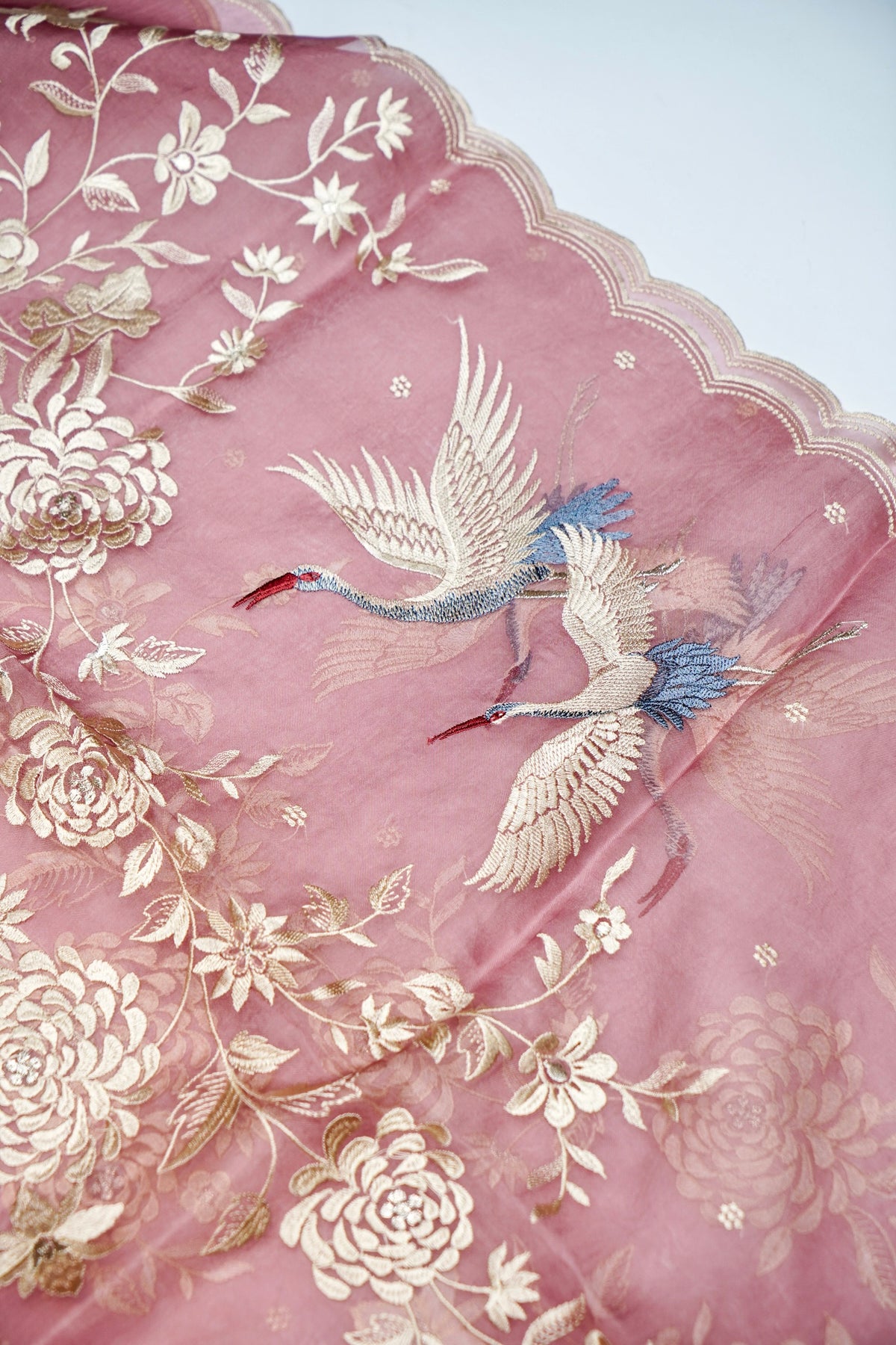 Designer Onion pink Organza Silk Suit