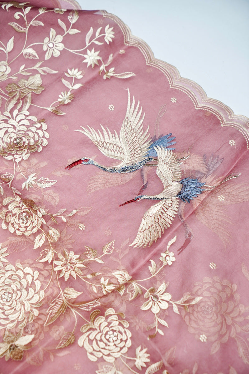 Designer Onion pink Organza Silk Suit