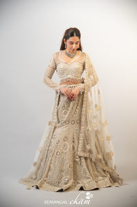 Designer Golden Net Party Wear Lehenga