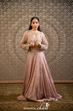 Designer Lilac Chiffon Party Wear Crop Top