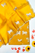 Designer Yellow Organza Silk Suit