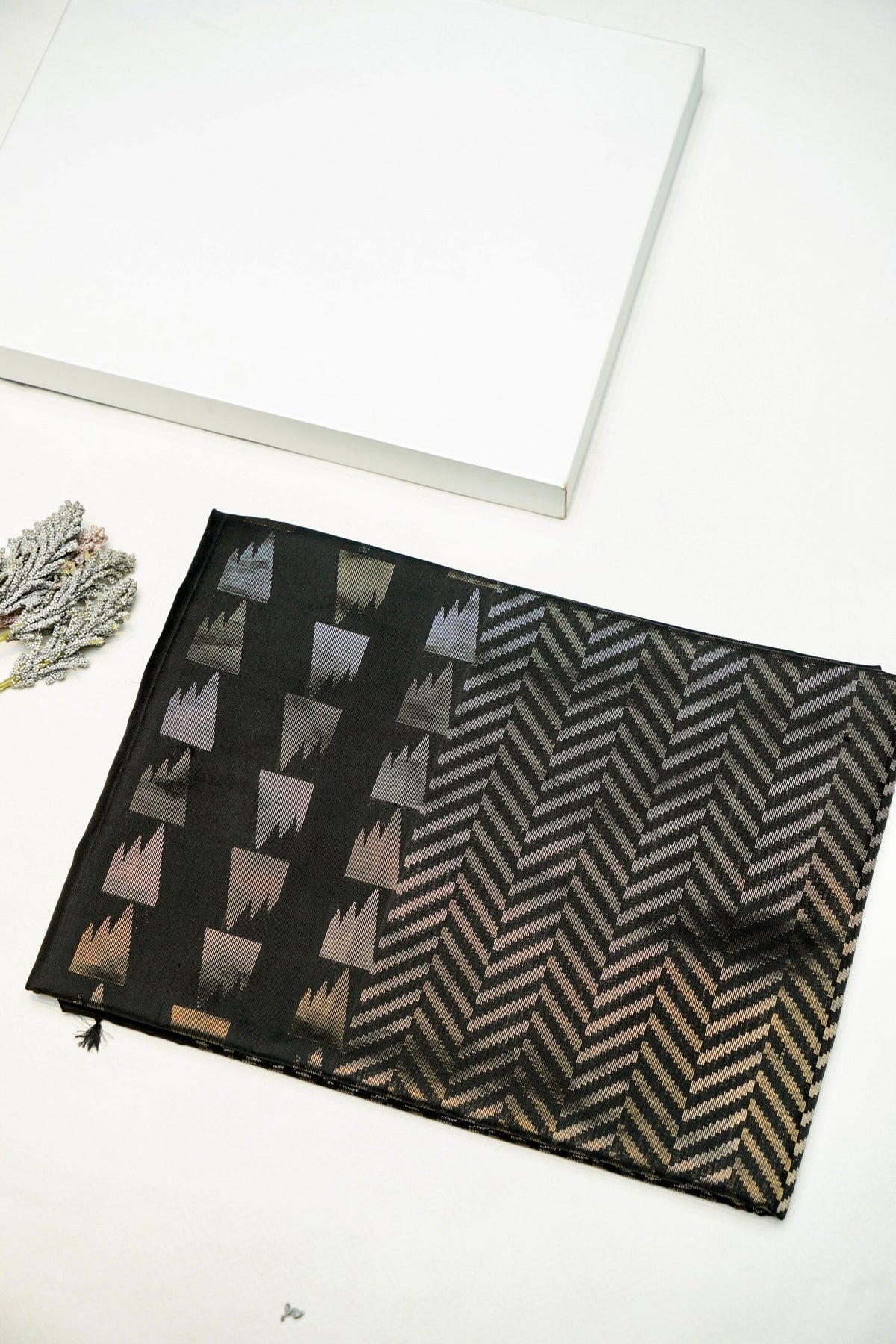 Handwoven Dark Grey Banarasi Soft Silk Saree