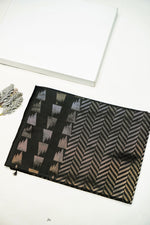 Handwoven Dark Grey Banarasi Soft Silk Saree