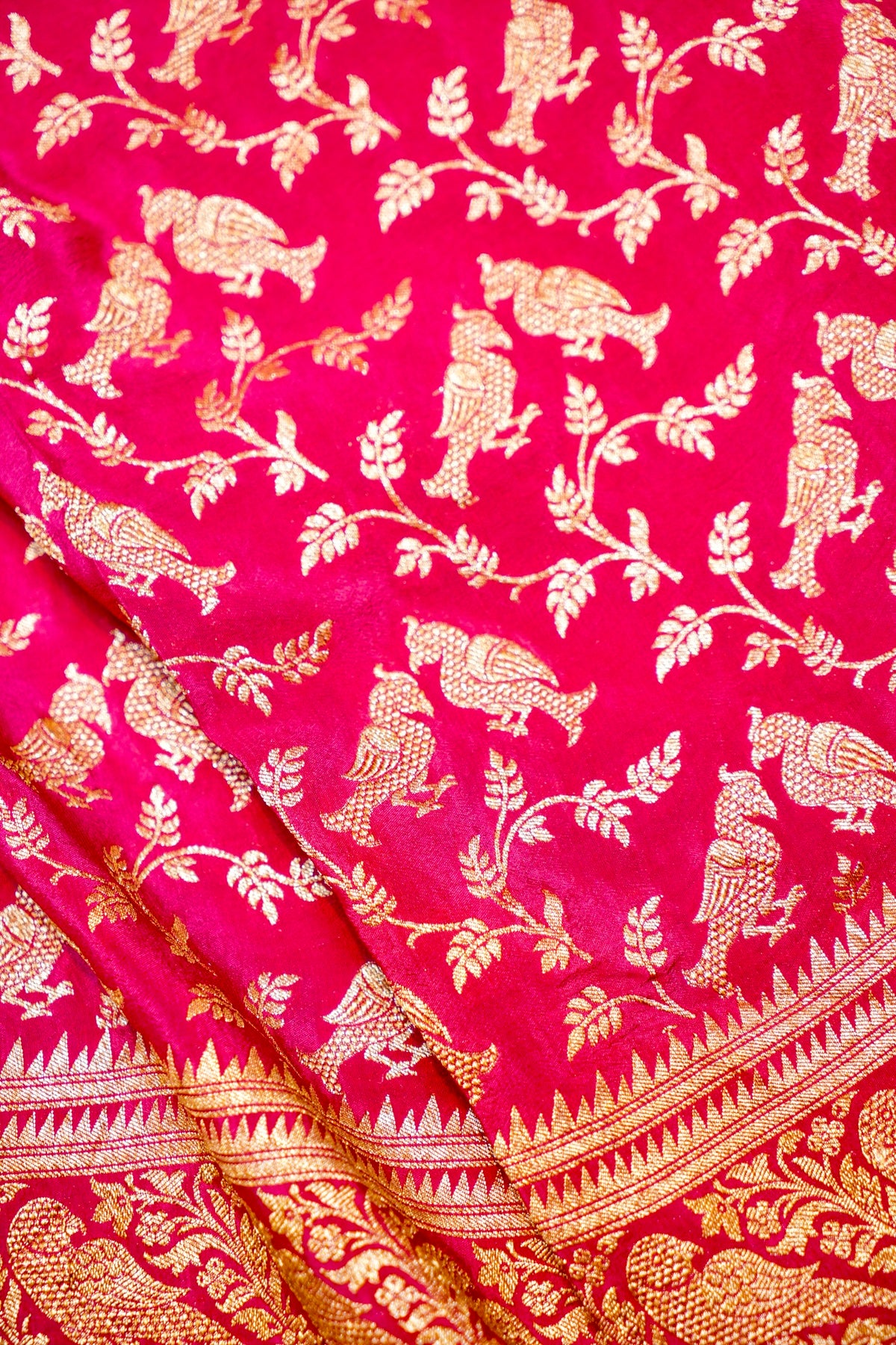 Handwoven Pink Banarasi Crepe Khaddi Silk Saree