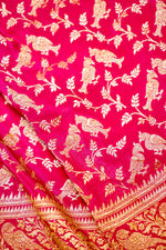 Handwoven Pink Banarasi Crepe Khaddi Silk Saree