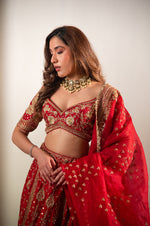 Designer Red Raw Silk Bridal Lehenga