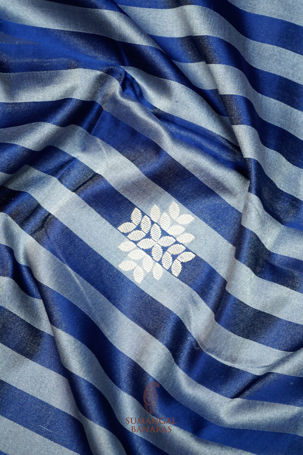 Handwoven Blue Banarasi Mashru Silk Saree