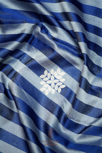 Handwoven Blue Banarasi Mashru Silk Saree