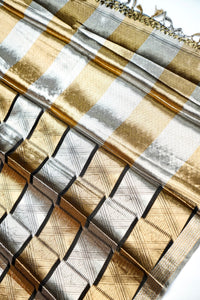 Handwoven Silver and Gold Banarasi Tissue Silk Saree