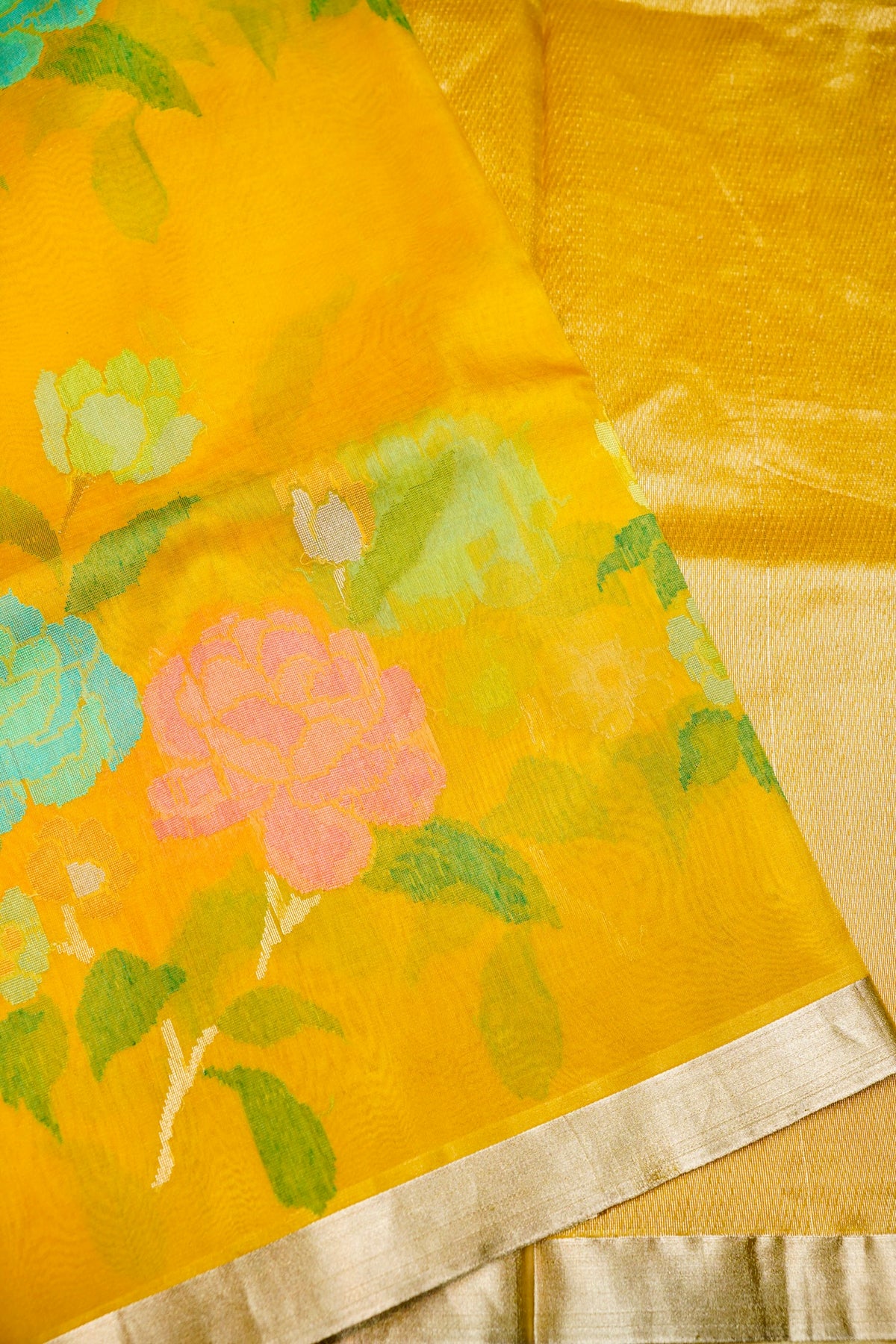 Handwoven Mustard Yellow Banarasi Katan Silk Saree