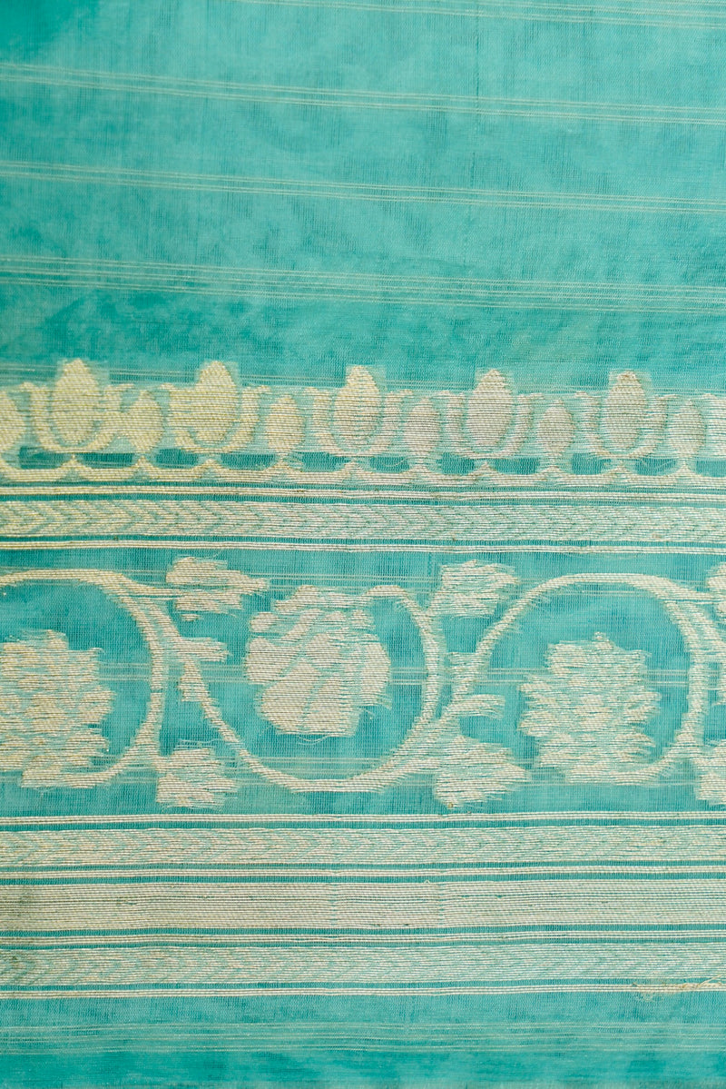 Handwoven Powder Blue Banarasi Katan Soft Silk Saree