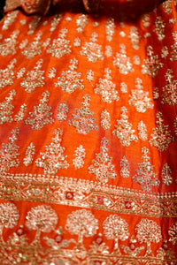 Designer Orange Raw Silk Bridal Lehenga