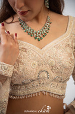 Designer Peach Net Party Wear Lehenga