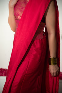 Handwoven Pink Banarasi Crepe Silk Saree