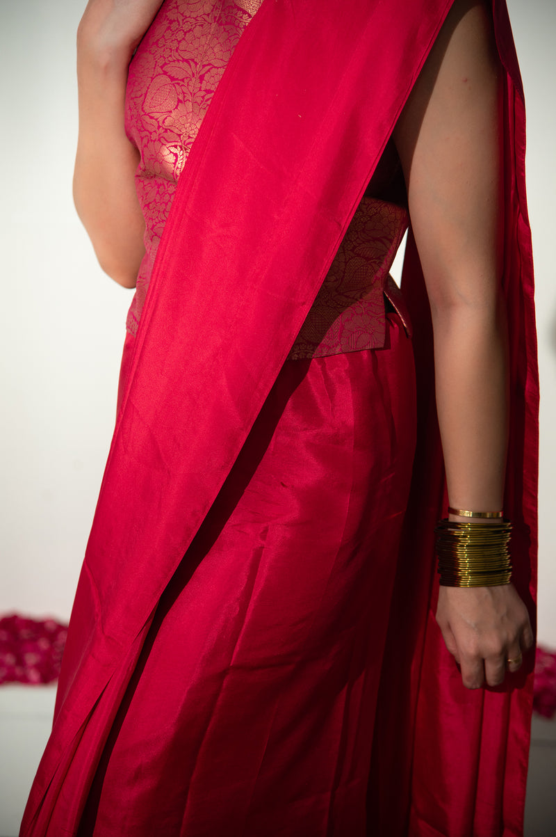 Handwoven Pink Banarasi Crepe Silk Saree