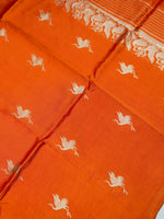 Handwoven Orange Motif Banarasi Katan Silk Suit