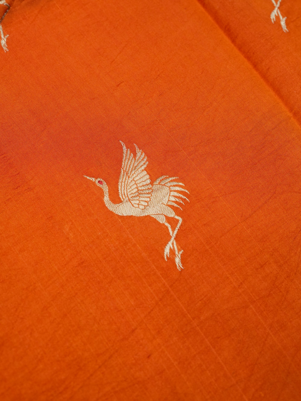 Handwoven Orange Motif Banarasi Katan Silk Suit