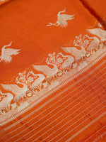 Handwoven Orange Motif Banarasi Katan Silk Suit